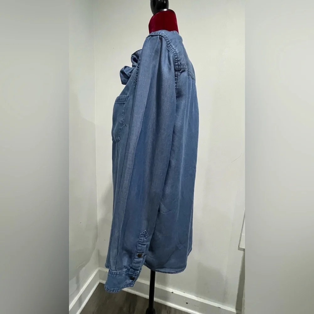 Michael Kors Blue Button Down Shirt with Bow